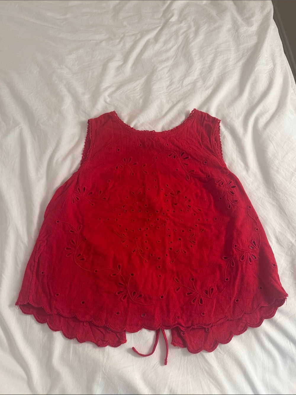 Abercrombie Red Sleeveless Eyelet Tank Top